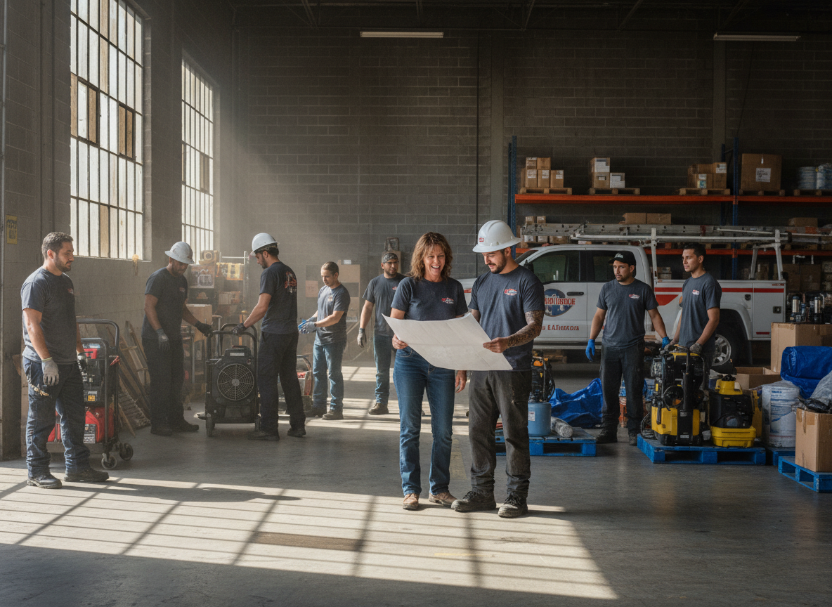 The Fire Damage Restoration Mira Loma team at work in Mira Loma