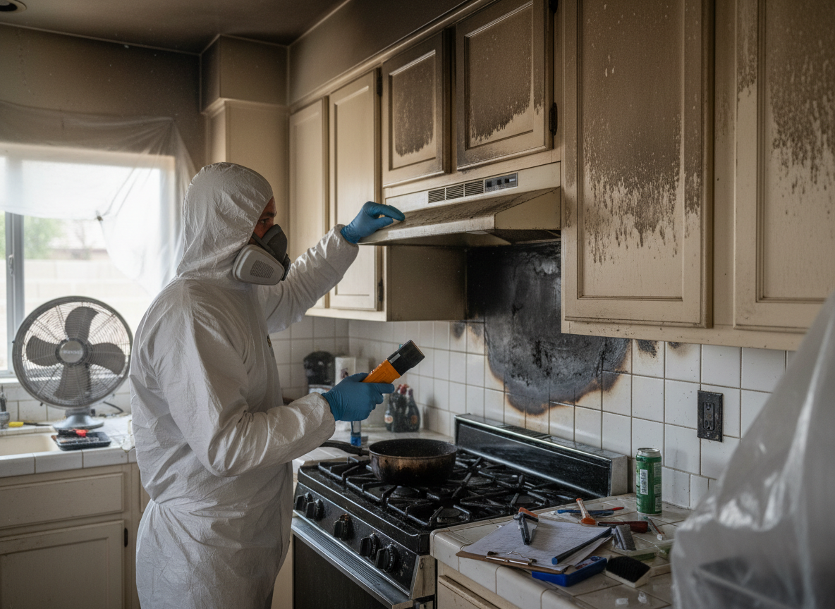Assessing Soot Damage On Kitchen Cabinets After A Small Fire
