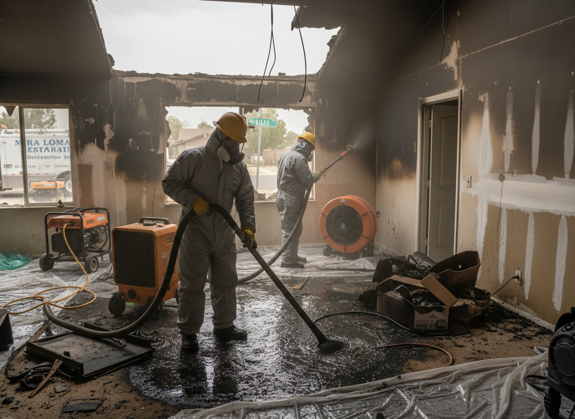 Fire and flood restoration in Mira Loma