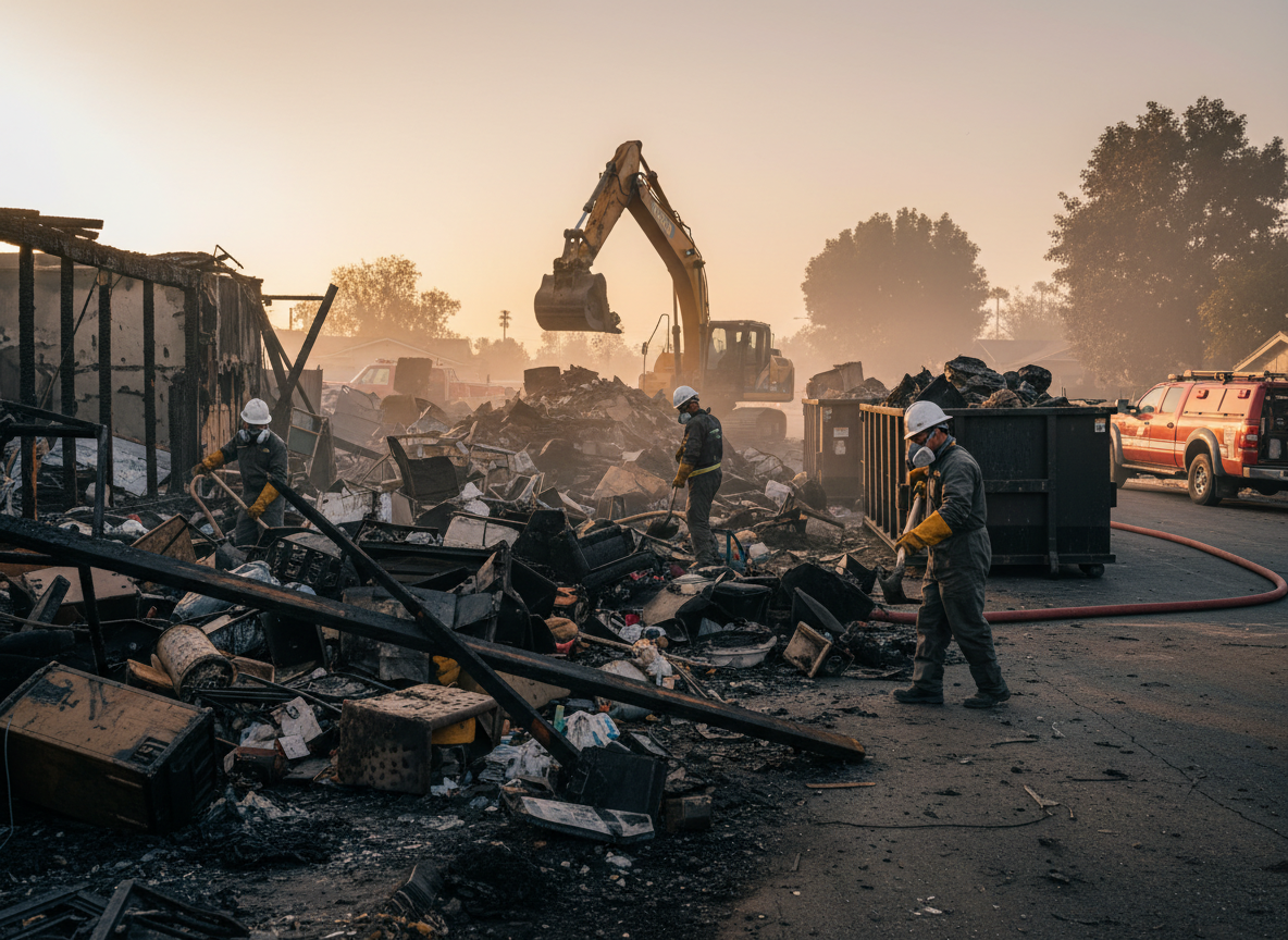 hoarding cleanup after fire in Mira Loma