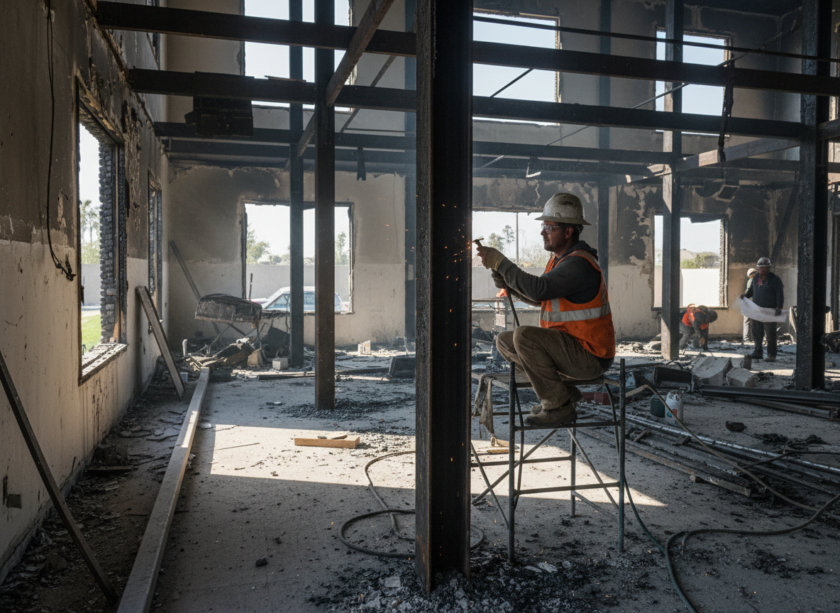 Structural repair after fire in Mira Loma